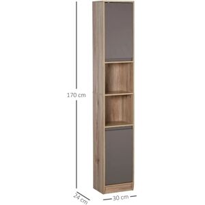 BENZONI - Armadio a colonna per bagno in legno 30x24x170cm Grigio e Rovere - Arredo bagno BENZONI - Armadio a colonna per bagno in legno 30x24x170cm Grigio e Rovere - Arredo bagno