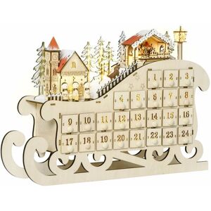 GIORDANOSHOP - Calendario dell'Avvento 45x10x31 cm - Slitta - LED - Calendario in Legno GIORDANOSHOP - Calendario dell'Avvento 45x10x31 cm - Slitta - LED - Calendario in Legno