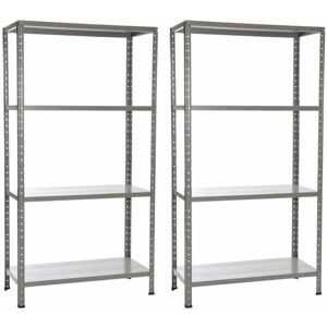 GIORDANOSHOP - Set 2 scaffali in metallo 4 ripiani 90x40x170cm Grigio GIORDANOSHOP - Set 2 scaffali in metallo 4 ripiani 90x40x170cm Grigio