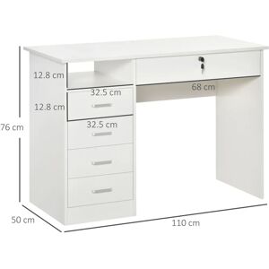 GIORDANOSHOP - Scrivania da Ufficio - Bianco - 110x50x76 cm - 5 Cassetti GIORDANOSHOP - Scrivania da Ufficio - Bianco - 110x50x76 cm - 5 Cassetti
