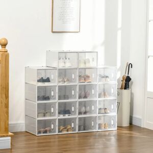 GIORDANOSHOP - Scarpiera Modulare 18 Cubi 28x36x21 cm in Plastica Bianco e Trasparente - Scarpiera GIORDANOSHOP - Scarpiera Modulare 18 Cubi 28x36x21 cm in Plastica Bianco e Trasparente - Scarpiera