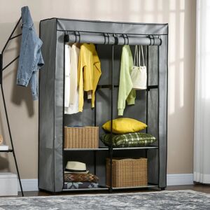 GIORDANOSHOP Armadio Portatile - 118x49x170 cm, 2 aste e 4 ripiani aperti GIORDANOSHOP Armadio Portatile - 118x49x170 cm, 2 aste e 4 ripiani aperti