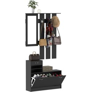Unbranded - Appendiabiti Scarpiera Specchio - Nero - 90x10x102 cm - Armadio ingresso Unbranded - Appendiabiti Scarpiera Specchio - Nero - 90x10x102 cm - Armadio ingresso