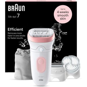 Braun Silk-epil 7 Epilator - Wet & Dry, 40 Tweezers, Pink & White Braun Silk-epil 7 Epilator - Wet & Dry, 40 Tweezers, Pink & White