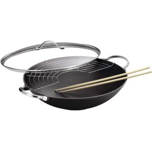 Kuhn Rikon Jampur Wok 36cm - Wok Set with Cast Iron, Glass Lid Kuhn Rikon Jampur Wok 36cm - Wok Set with Cast Iron, Glass Lid