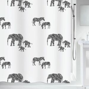 Spirella Serengeti Zwart Polyester Douchegordijn - Douchegordijn Spirella Serengeti Zwart Polyester Douchegordijn - Douchegordijn