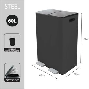 Spirella Gray 60L Waste Bin - Recycling with Pedal Spirella Gray 60L Waste Bin - Recycling with Pedal