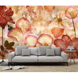 Genius Dried Flowers Orange Wall Mural - Wall Mural Wallpaper Genius Dried Flowers Orange Wall Mural - Wall Mural Wallpaper