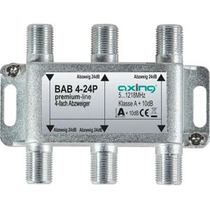 Rozbočovač kabelu Axing BAB 4-24P - Čtyřnásobný, 24 dB, 5-1218 MHz Rozbočovač kabelu Axing BAB 4-24P - Čtyřnásobný, 24 dB, 5-1218 MHz