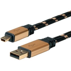 Cable USB ROLINE - 3m Negro y Oro - USB 2.0 Cable USB ROLINE - 3m Negro y Oro - USB 2.0
