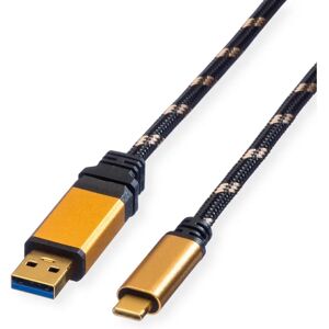 Roline USB Cable - 1m, USB 3.2 Gen 1, Black/Gold Roline USB Cable - 1m, USB 3.2 Gen 1, Black/Gold