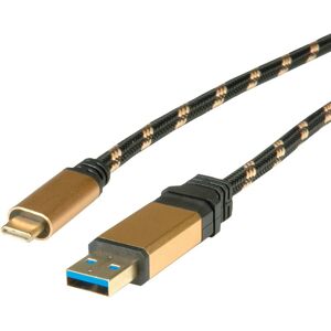 Roline USB Cable - 1m, USB 3.2 Gen 1, Black/Gold Roline USB Cable - 1m, USB 3.2 Gen 1, Black/Gold