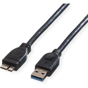 Roline USB-kabel - 15cm - USB 3.0 Micro-B - Zwart - Type A naar B - 9/10 Pins Roline USB-kabel - 15cm - USB 3.0 Micro-B - Zwart - Type A naar B - 9/10 Pins