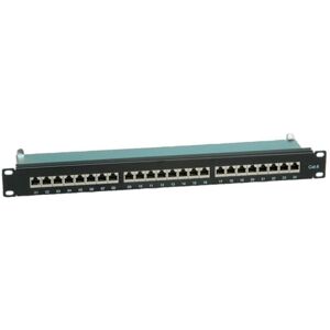 Panou de Conexiuni 24 Porturi CAT6e - 19 inch, Ecranat, Negru Panou de Conexiuni 24 Porturi CAT6e - 19 inch, Ecranat, Negru