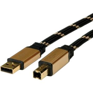 Roline USB Cable 3m Black, Gold - USB 2.0 Roline USB Cable 3m Black, Gold - USB 2.0