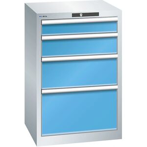 LISTA Stahl-Drehschrank mit 4 Schubladen - Hellblau & Grau LISTA Stahl-Drehschrank mit 4 Schubladen - Hellblau & Grau