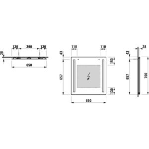 Oglinda de Perete Laufen Lani - Luminile Verticale - 650x28x700mm Oglinda de Perete Laufen Lani - Luminile Verticale - 650x28x700mm