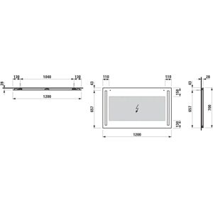 Oglindă de perete Laufen Lani cu 2 LED-uri - 1200x28x700mm Oglindă de perete Laufen Lani cu 2 LED-uri - 1200x28x700mm
