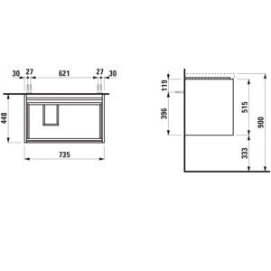 Laufen Lani pentru bazin de baie - SoftClose, 750x515x445mm - Bază de baie Laufen Lani pentru bazin de baie - SoftClose, 750x515x445mm - Bază de baie