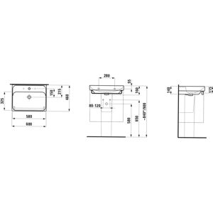 Laufen Meda Chiuvetă - Design elvețian, suspendată, 600x460mm, 1 orificiu Laufen Meda Chiuvetă - Design elvețian, suspendată, 600x460mm, 1 orificiu