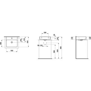 Laufen Modelo H816280 - Lavabo de encimera, sin agujero, 450x420mm Laufen Modelo H816280 - Lavabo de encimera, sin agujero, 450x420mm