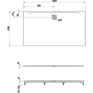 Plato de ducha Pro rectangular - 1800x1000mm Antracita Plato de ducha Pro rectangular - 1800x1000mm Antracita