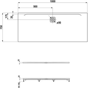 Plato de ducha Laufen Pro rectangular 1800x75x33mm antracita Plato de ducha Laufen Pro rectangular 1800x75x33mm antracita