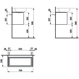 LAUFEN Wandhängendes Badezimmermöbel - 1 Schublade - MDF & Aluminiumgriff - 770x350x360mm LAUFEN Wandhängendes Badezimmermöbel - 1 Schublade - MDF & Aluminiumgriff - 770x350x360mm