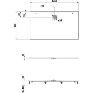 Laufen Pro Rechteckige Duschwanne - 1400x800mm, Mattweiß Laufen Pro Rechteckige Duschwanne - 1400x800mm, Mattweiß