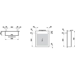 LAUFEN Dulap cu Oglindă 600mm - Iluminare LED - Balama Dreaptă - Gri Traficiu - Dulap cu Oglindă LAUFEN Dulap cu Oglindă 600mm - Iluminare LED - Balama Dreaptă - Gri Traficiu - Dulap cu Oglindă