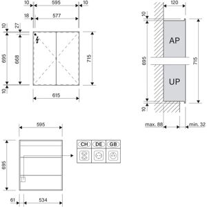 Schneider ADVANCED Line Comfort LED Lichtspiegelschrank - Weiß, 2 Türen, 61,5x71,5x12cm Schneider ADVANCED Line Comfort LED Lichtspiegelschrank - Weiß, 2 Türen, 61,5x71,5x12cm