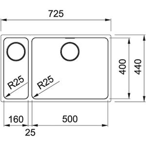 Franke Mythos MYX160/50-16L 1.5 Bowl Undermounted Kitchen Sink - Stainless Steel Franke Mythos MYX160/50-16L 1.5 Bowl Undermounted Kitchen Sink - Stainless Steel
