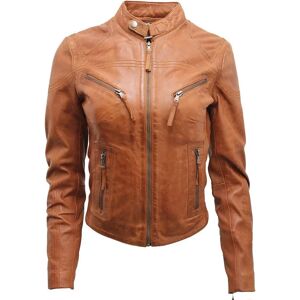 Infinity Leather Tulsa Brown Slim-Fit Biker Jacket - Womens Infinity Leather Tulsa Brown Slim-Fit Biker Jacket - Womens