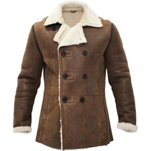 Infinity Leather Heren Tan Dubbellaags Shearling Pea Coat Infinity Leather Heren Tan Dubbellaags Shearling Pea Coat