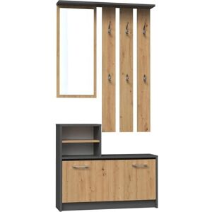 Topeshop Vittoria - Corner Wardrobe - Wall Hook + Mirror + Shoe Storage - 180x85x24 - Wardrobe Topeshop Vittoria - Corner Wardrobe - Wall Hook + Mirror + Shoe Storage - 180x85x24 - Wardrobe