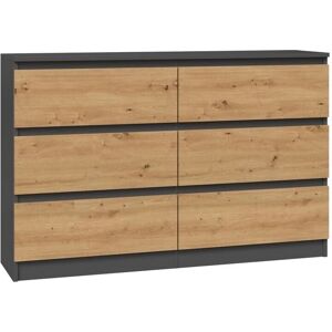 TOPESHOP Milan - Modern Drawer Chest - 6 Drawers - 120x30x77cm - Scandinavian Style TOPESHOP Milan - Modern Drawer Chest - 6 Drawers - 120x30x77cm - Scandinavian Style