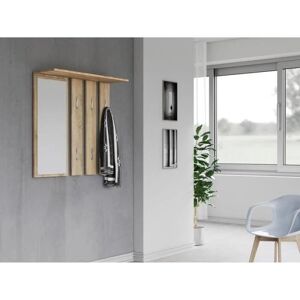TOPESHOP Reggy Wall Coat Rack with Mirror - Modern, 6 Hooks, Shelf TOPESHOP Reggy Wall Coat Rack with Mirror - Modern, 6 Hooks, Shelf