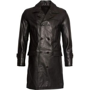 Manteau en cuir de vachette noir Infinity Leather - Manteau croisé pour hommes - Publicité Manteau en cuir de vachette noir Infinity Leather - Manteau croisé pour hommes - Publicité