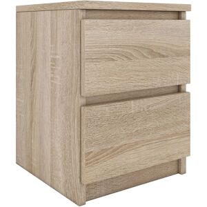 HUCOCO T2 Nightstand - Modern 2-Drawer Nightstand - 40x30x30cm - Wooden Look HUCOCO T2 Nightstand - Modern 2-Drawer Nightstand - 40x30x30cm - Wooden Look