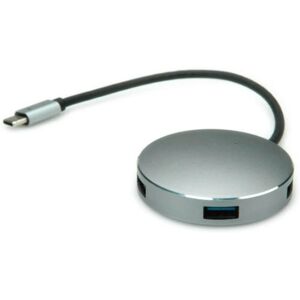Roline Hub USB 3.2 Gen 1 - 4 Ports, Aluminium Rond, Noir - Publicité Roline Hub USB 3.2 Gen 1 - 4 Ports, Aluminium Rond, Noir - Publicité