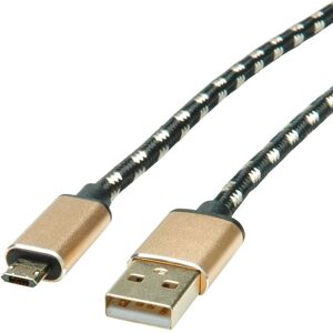 Roline USB-Kabel USB 2.0 Micro-USB B 0,8 m Schwarz, Gold Roline USB-Kabel USB 2.0 Micro-USB B 0,8 m Schwarz, Gold