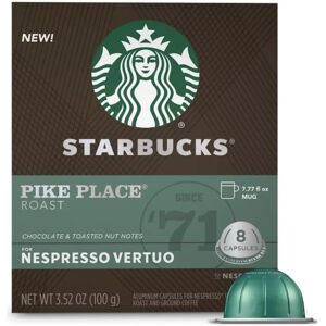 Starbucks Pike Place Roast Coffee Capsules for Nespresso - Medium Roast - 8 Ea Starbucks Pike Place Roast Coffee Capsules for Nespresso - Medium Roast - 8 Ea