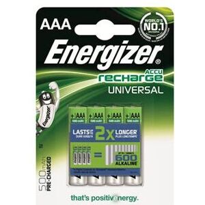 Energizer - Oplaadbare AAA-batterijen - 500mAh - Verpakking van 4 Energizer - Oplaadbare AAA-batterijen - 500mAh - Verpakking van 4