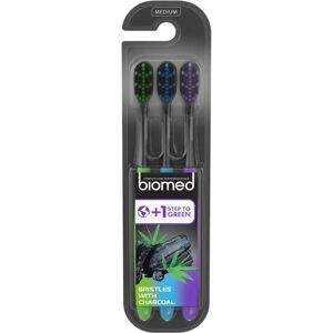 Biomed Zwart Actieve Koolstof Tandenborstel - Unisex, Medium, 3 stuks Biomed Zwart Actieve Koolstof Tandenborstel - Unisex, Medium, 3 stuks