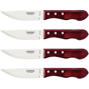 Tramontina 4-delars set med rostfritt stål och trä steakknivar - Elegant & Tål maskindisk Tramontina 4-delars set med rostfritt stål och trä steakknivar - Elegant & Tål maskindisk