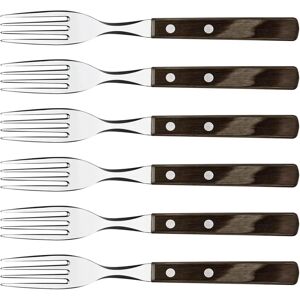 Tramontina Steak Fork Set - 6 Stainless Steel, Wooden Handle Tramontina Steak Fork Set - 6 Stainless Steel, Wooden Handle