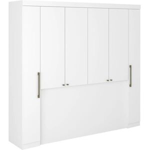 Vente-unique Bed met opbergkasten - Wit - 6-deurs kast - 140x190cm, 160x200cm, 140x200cm Vente-unique Bed met opbergkasten - Wit - 6-deurs kast - 140x190cm, 160x200cm, 140x200cm