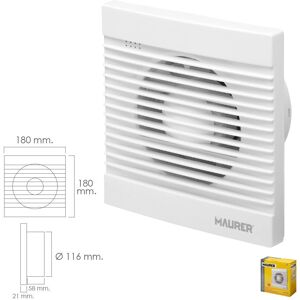 MAURER 50966 - Abluftventilator - 16W, 116mm, Schlankes Design MAURER 50966 - Abluftventilator - 16W, 116mm, Schlankes Design