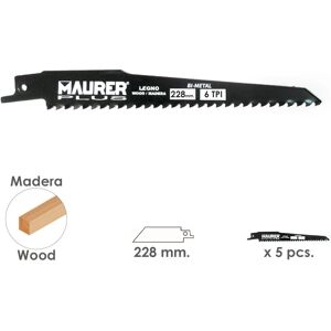 MAURER 07120755 Lama per Sega Legno - Universale, 228mm, 6 TPI MAURER 07120755 Lama per Sega Legno - Universale, 228mm, 6 TPI