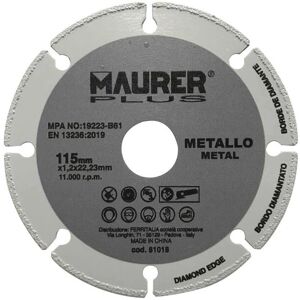 Maurer 7020195 Accessorio per Lavoro Angolare - Disco di Taglio Universale per Metalli Maurer 7020195 Accessorio per Lavoro Angolare - Disco di Taglio Universale per Metalli
